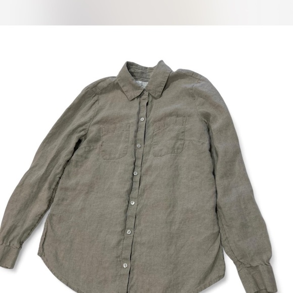 Luxury Linen |Charter Clubl Long-sleeve Button Down in Sand Stone Oversized XS - Picture 2 of 8